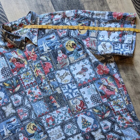 Reyn Spooner Kloth Patchwork Christmas Santa Popover Shirt - Picture 6 of 6